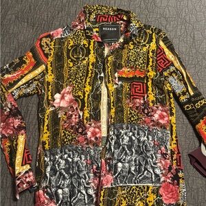 Reason Bold Red and Yellow Patterned Shirt